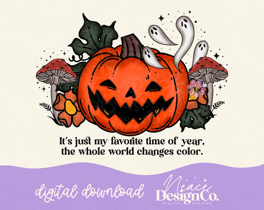 Favorite Time of Year Cottagecore Pumpkin Digital PNG