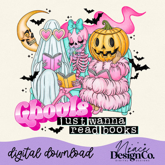 Ghouls Just Wanna Read Books Digital PNG