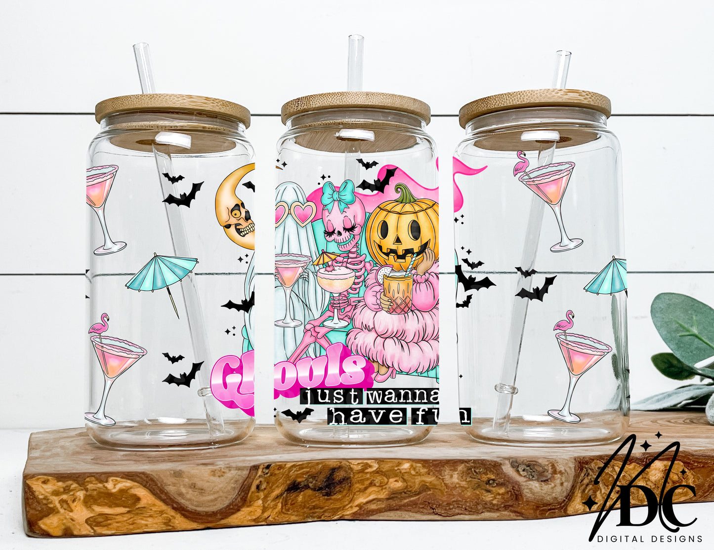 Ghouls Just Wanna Have Fun Digital Glass Can Wrap PNG