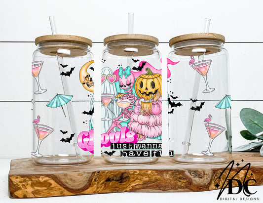 Ghouls Just Wanna Have Fun Digital Glass Can Wrap PNG