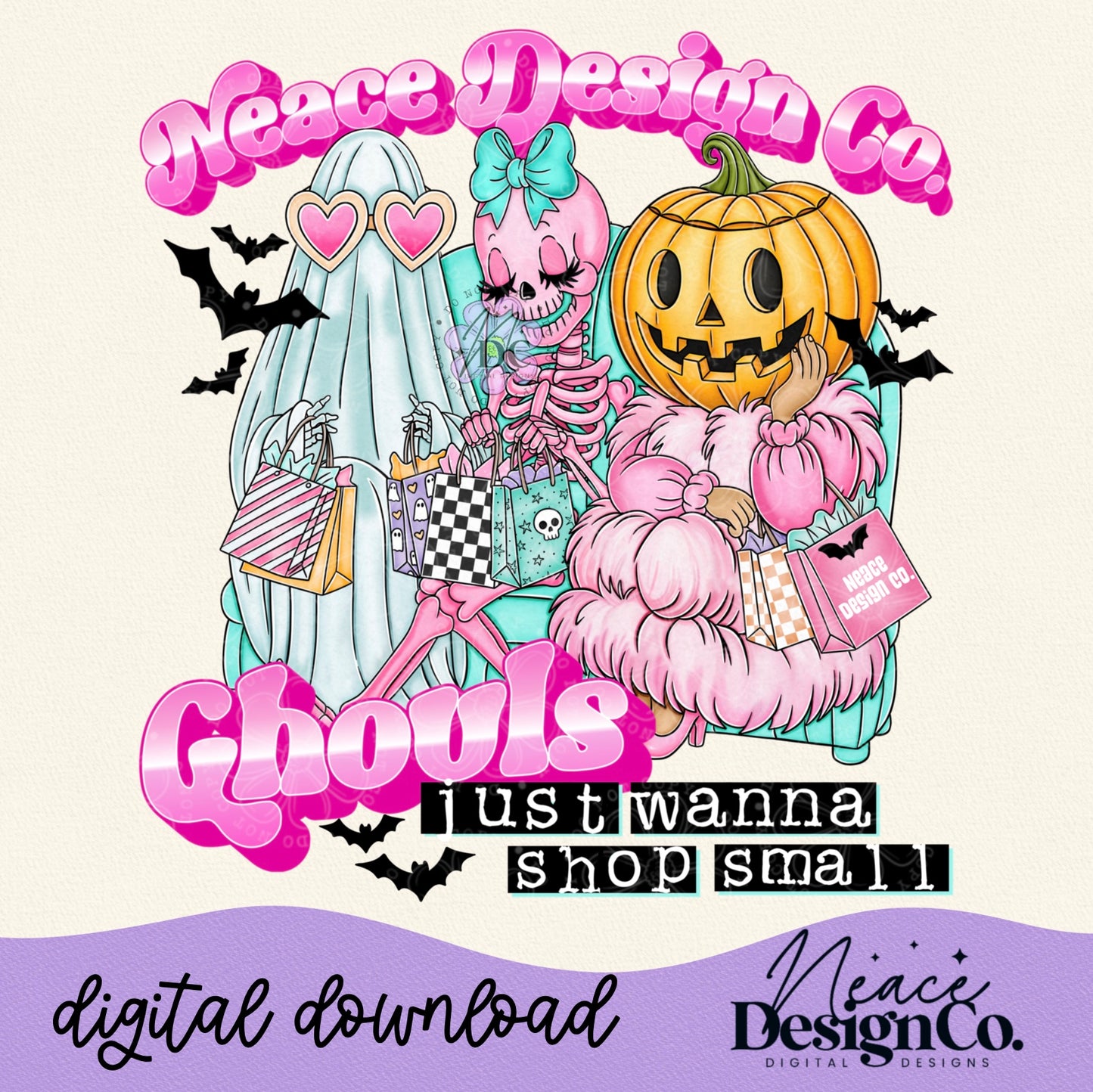 Custom Business Name Ghouls Just Wanna Shop Small Digital PNG