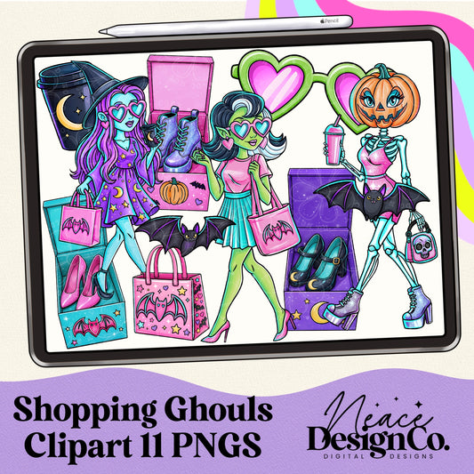 Shopping Ghouls Digital Clip Art