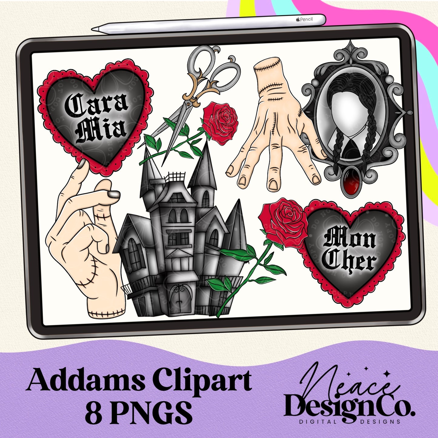 Addams Spooky Digital Clip Art