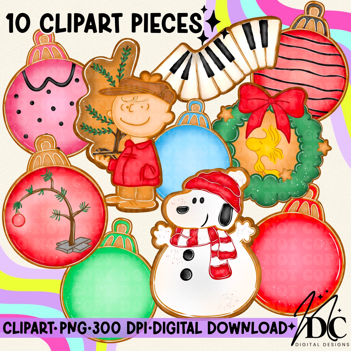 Peanuts Christmas Cookie Digital Clip Art