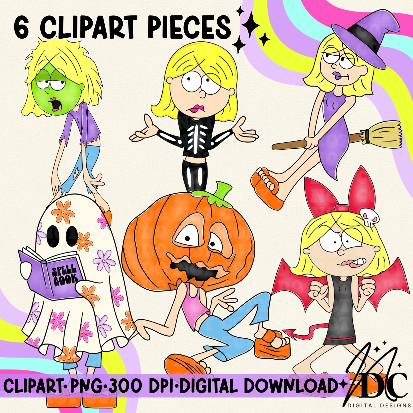 Spooky Lizzie Digital Clip Art