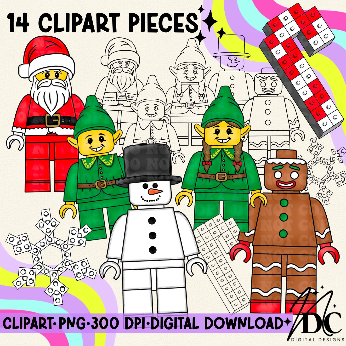 Christmas Lego Digital Clip Art