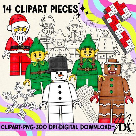 Christmas Lego Digital Clip Art