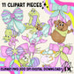 Pastel Sidekicks & Bows Digital Clip Art