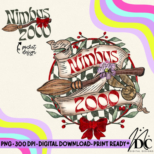 Holiday Nimbus 2000 w/Pocket Design Digital PNG