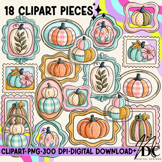 Fall Doodle Frames Digital Clip Art
