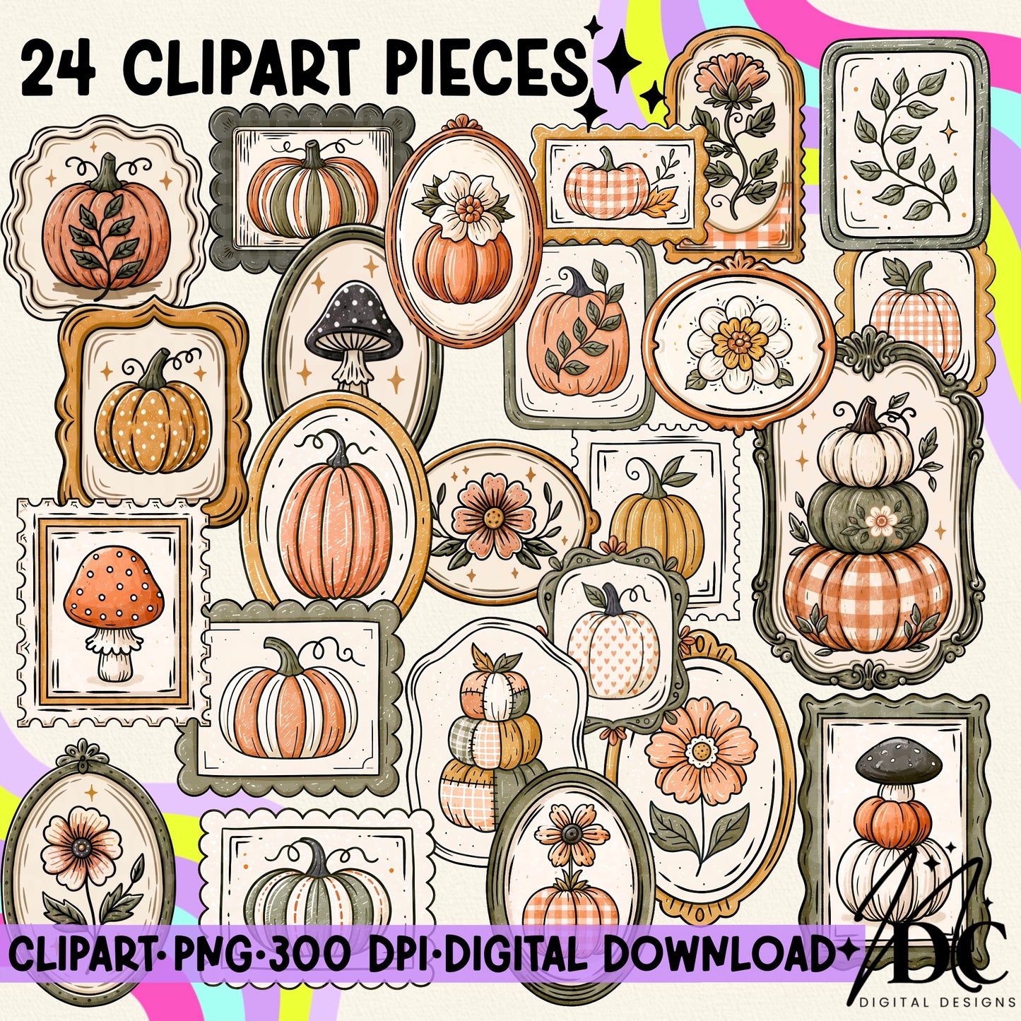 Vintage Fall Frames Digital Clip Art