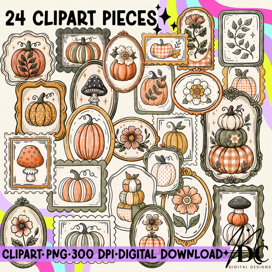 Vintage Fall Frames Digital Clip Art