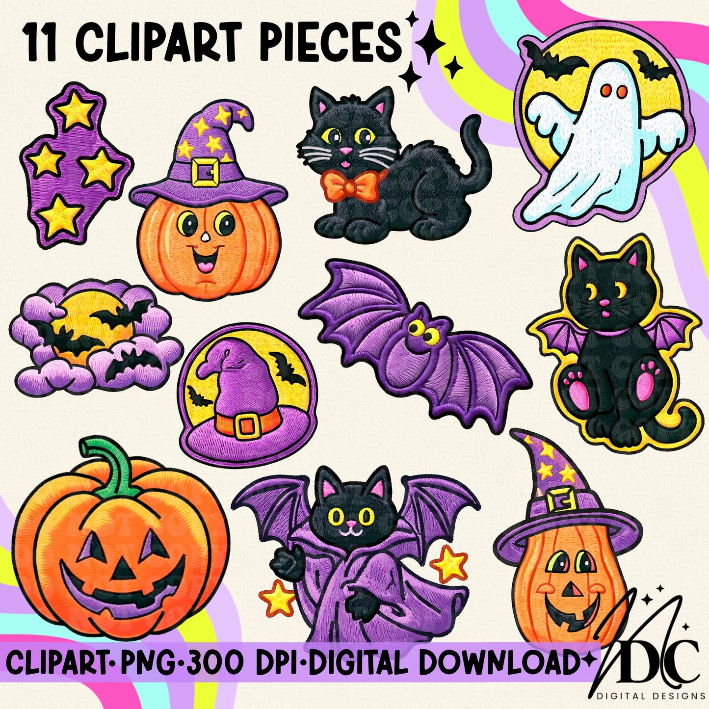 Vintage Halloween Patches Vol. 3 Digital Clip Art
