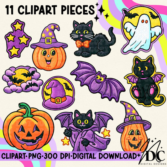 Vintage Halloween Patches Vol. 3 Digital Clip Art