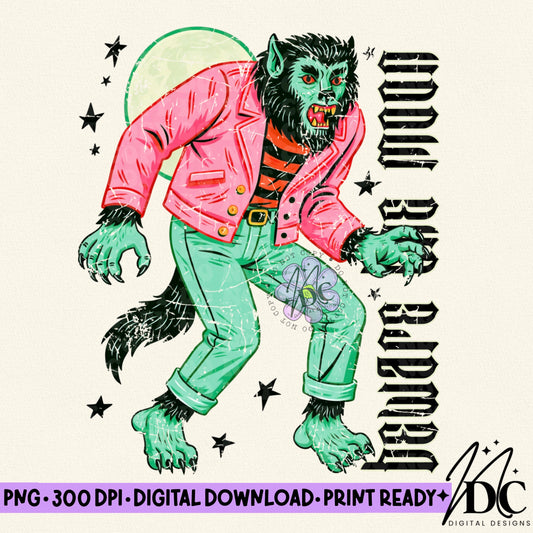 Beware the Moon Vintage Werewolf Digital PNG