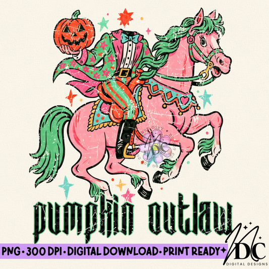 Headless Horseman Pumpkin Outlaw Vintage Digital PNG