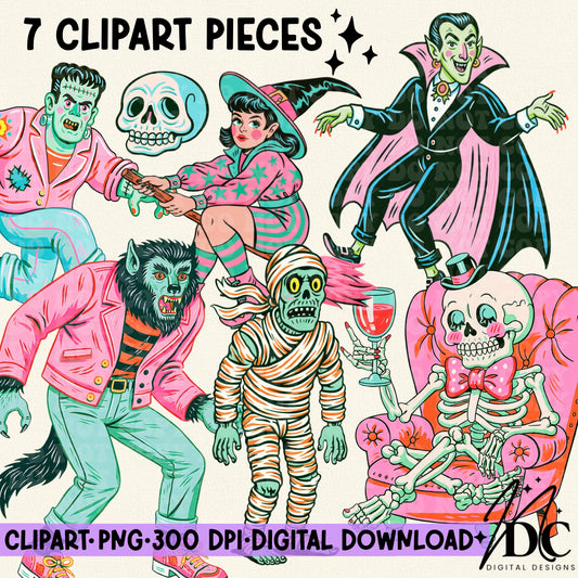 Vintage Halloween Character Digital Clip Art