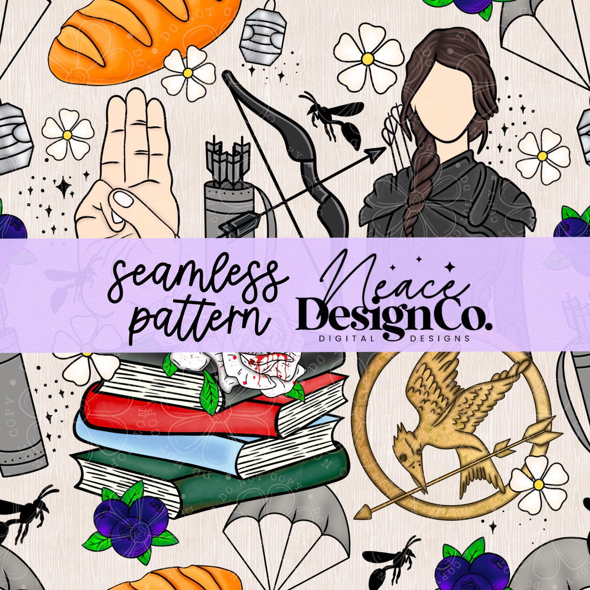 Patterns Hunger Hunger Games Seamless Pattern Digital PNG – Neace Design Co. Digital ...