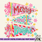 Merry and Bright Retro Christmas Pennants Digital PNG