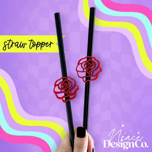 Rose 3D Straw Topper