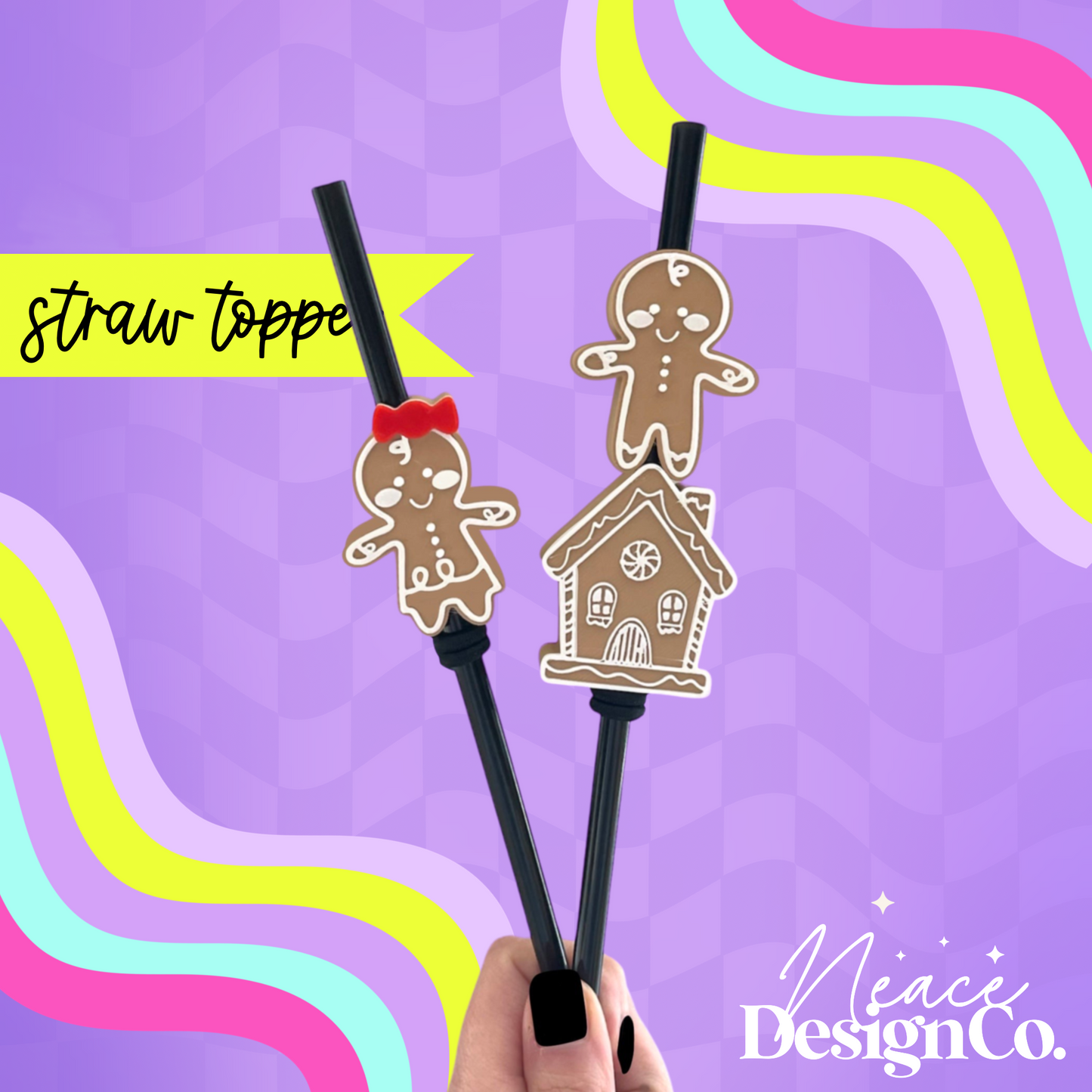 Gingerbread Mixed Pack 3D Straw Topper