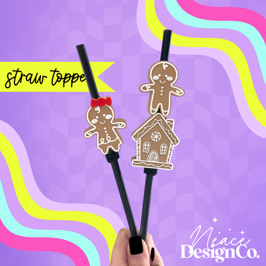 Gingerbread Mixed Pack 3D Straw Topper