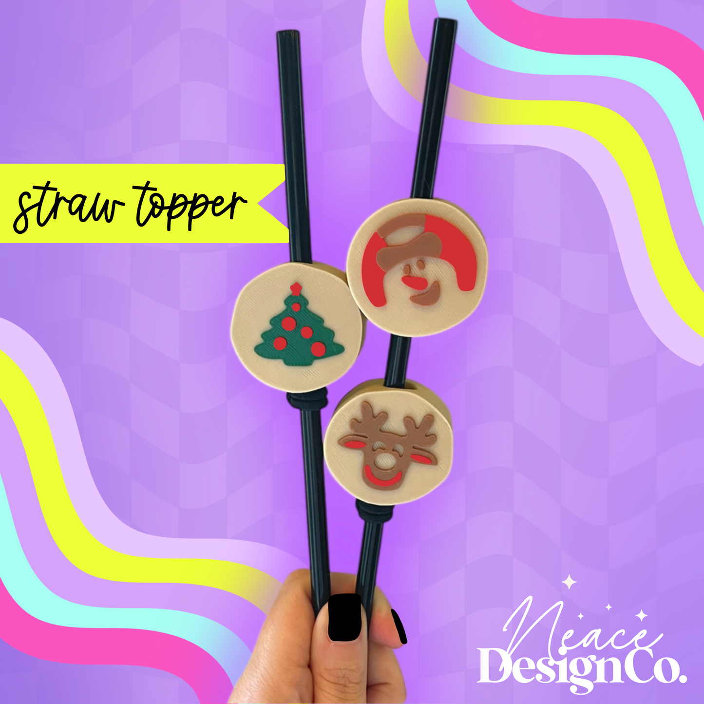 Christmas Cookies Mixed Pack 3D Straw Topper