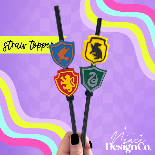 Wizard House Crests 3D Straw Topper