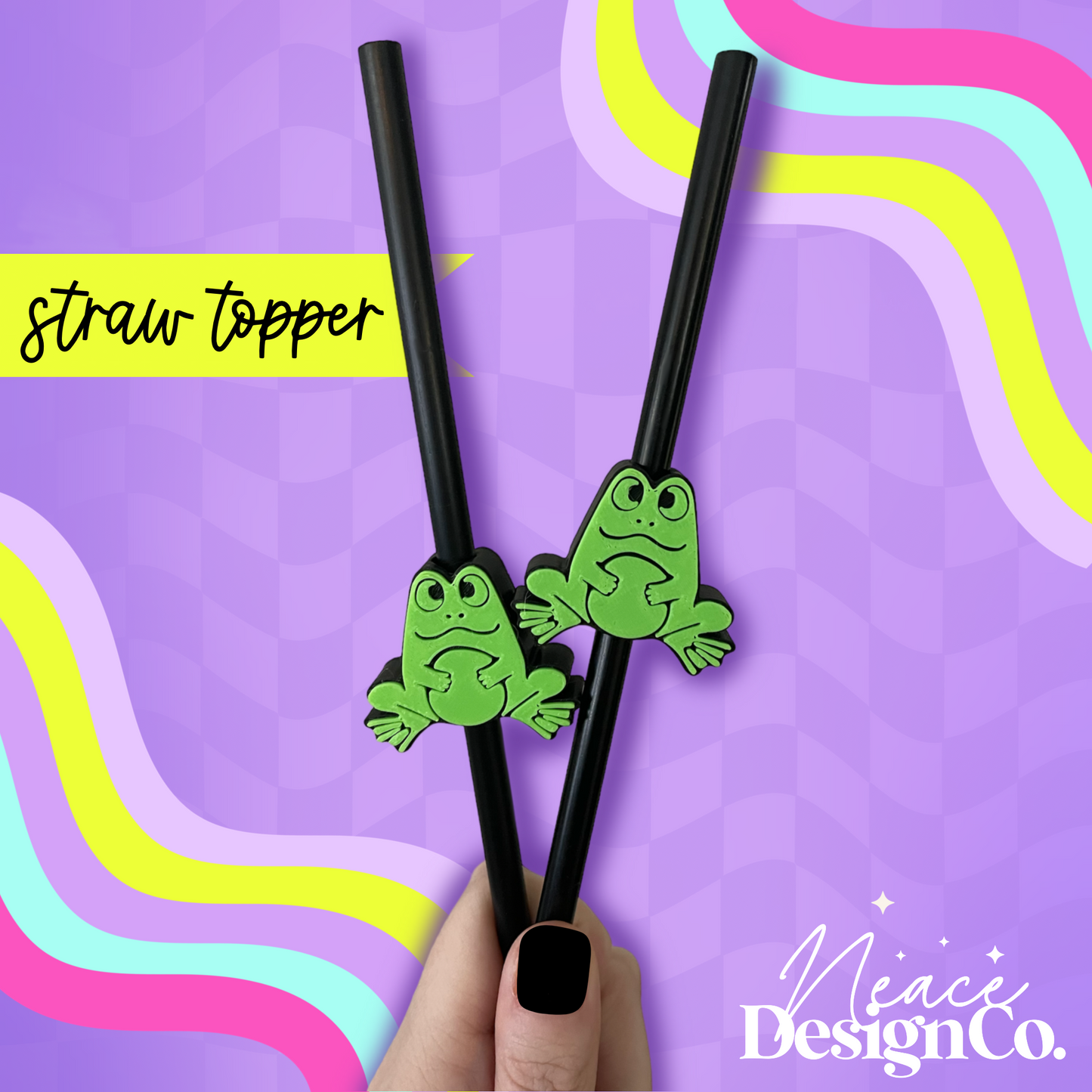 Frog 3D Straw Topper