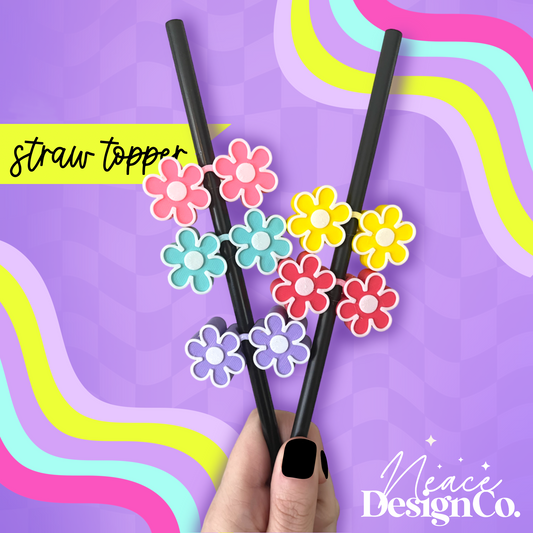 Flower Sunglasses 3D Straw Topper