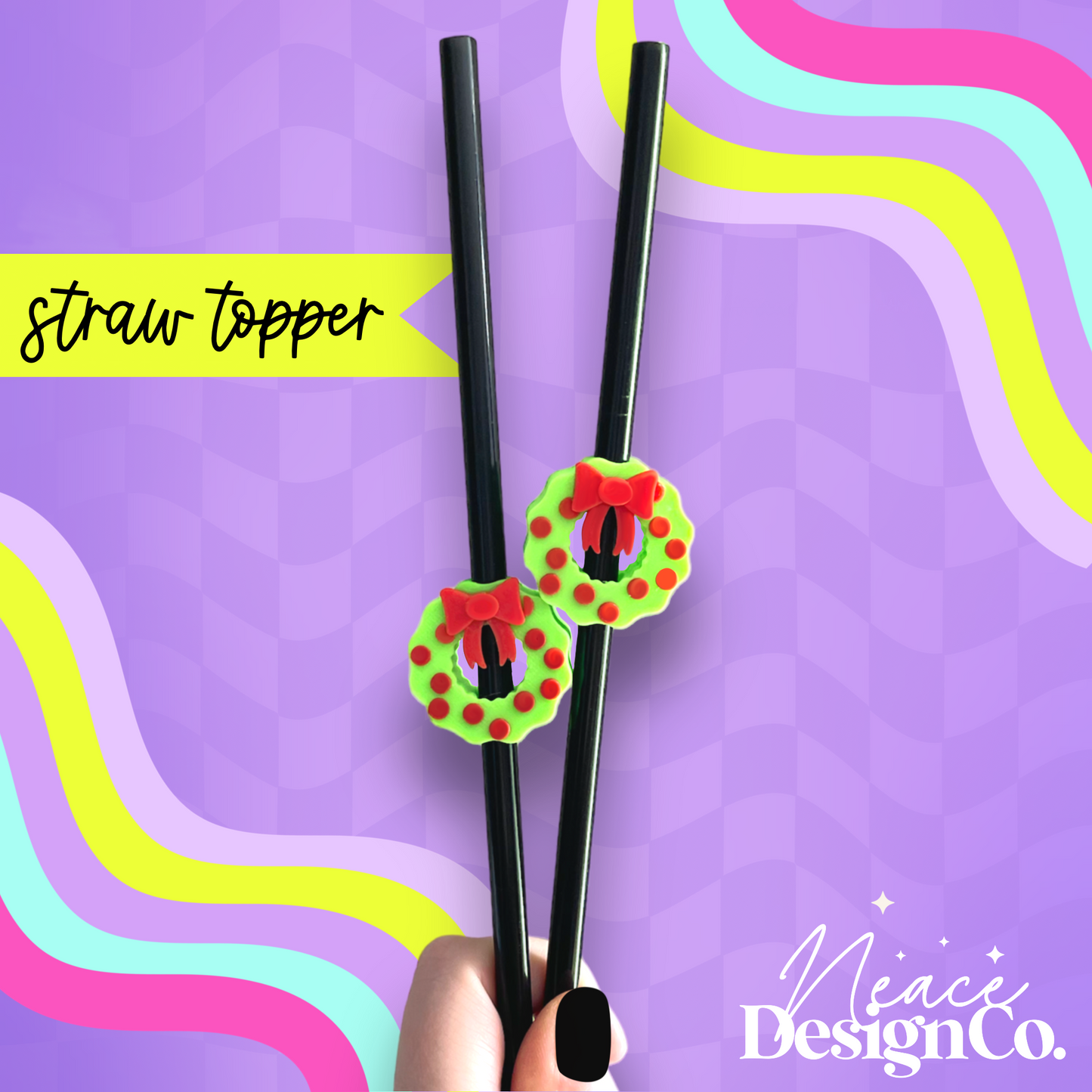 Holiday Wreath 3D Straw Topper