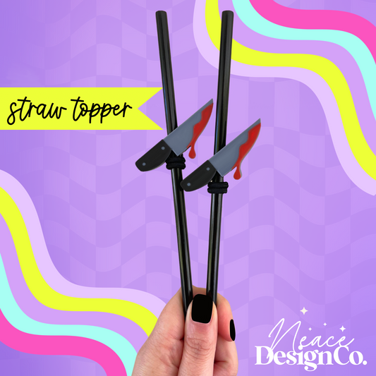 Bloody Knife 3D Straw Topper