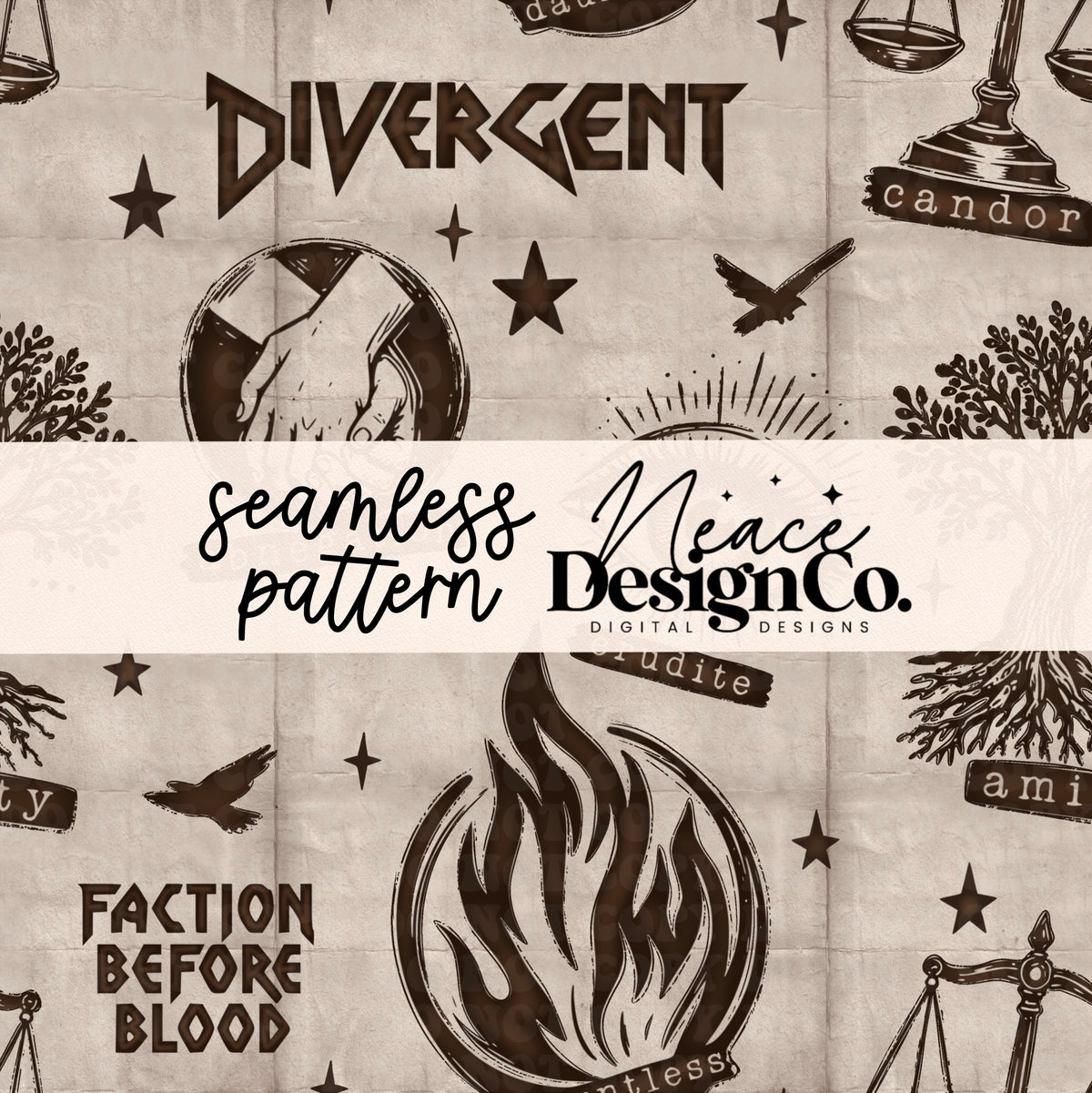 Divergent Brown Seamless Pattern Digital PNG