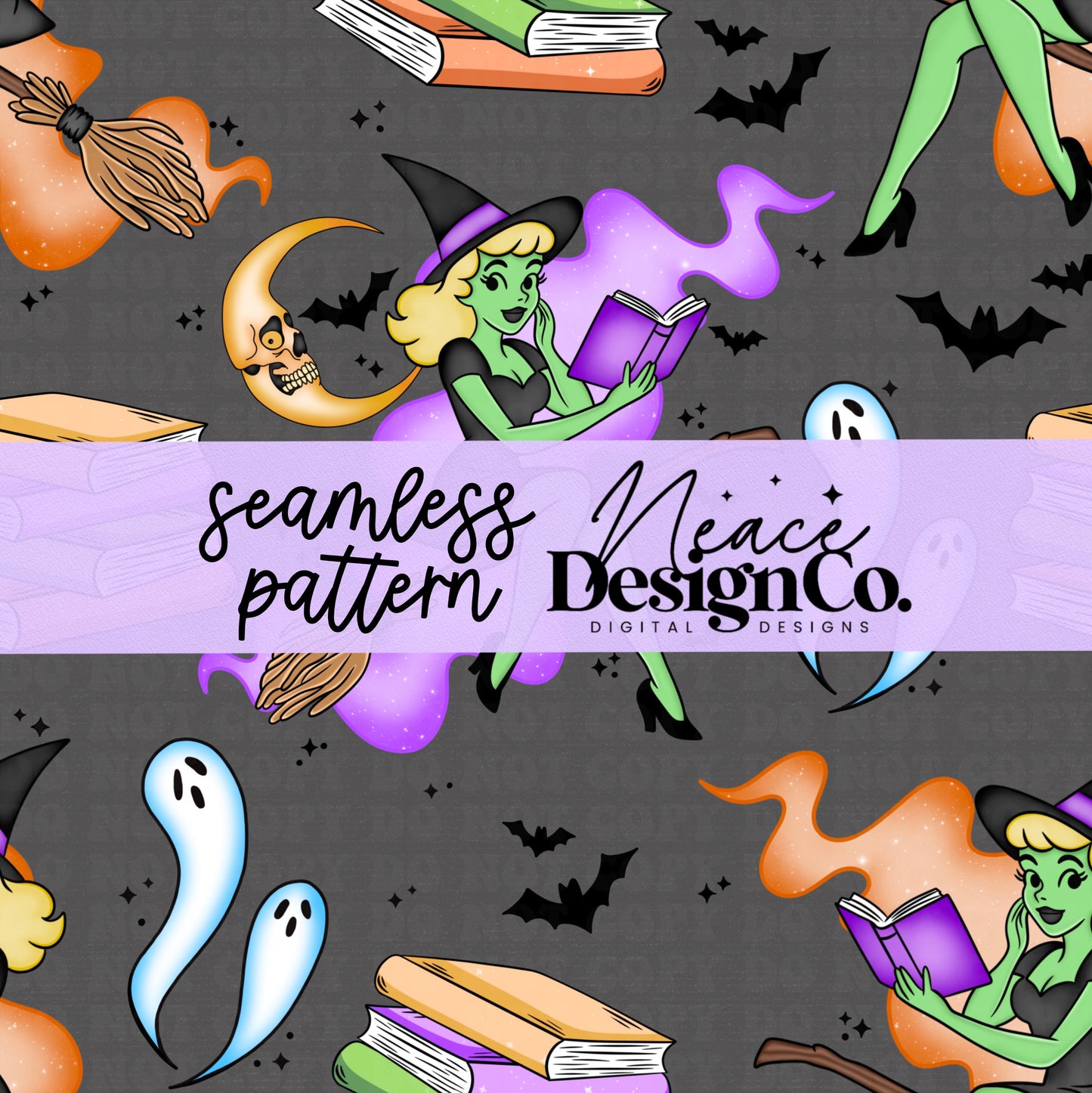 Bewitched by Books Seamless Digital PNG