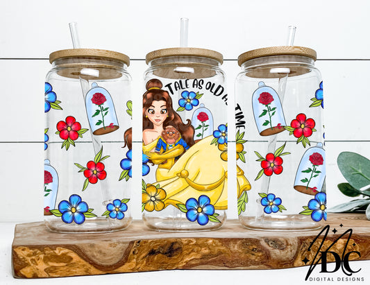 Tale as Old as Time Glass Can Wrap Digital PNG