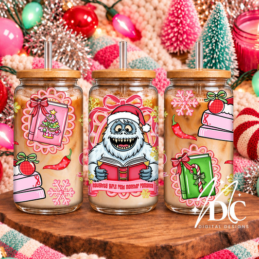 Naughty Girls Read Monster Romance Glass Can Wrap Digital PNG