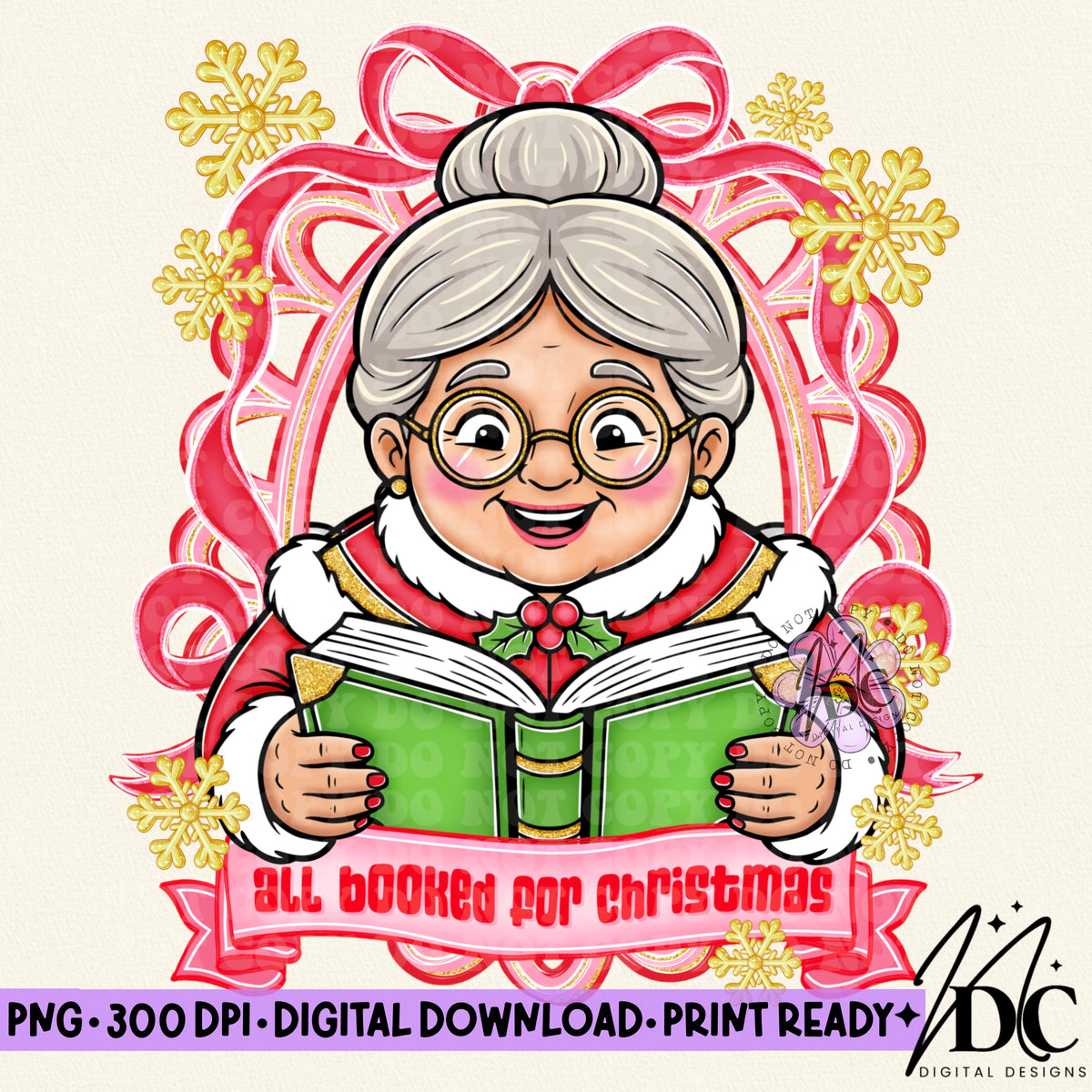 All Booked For Christmas Digital PNG