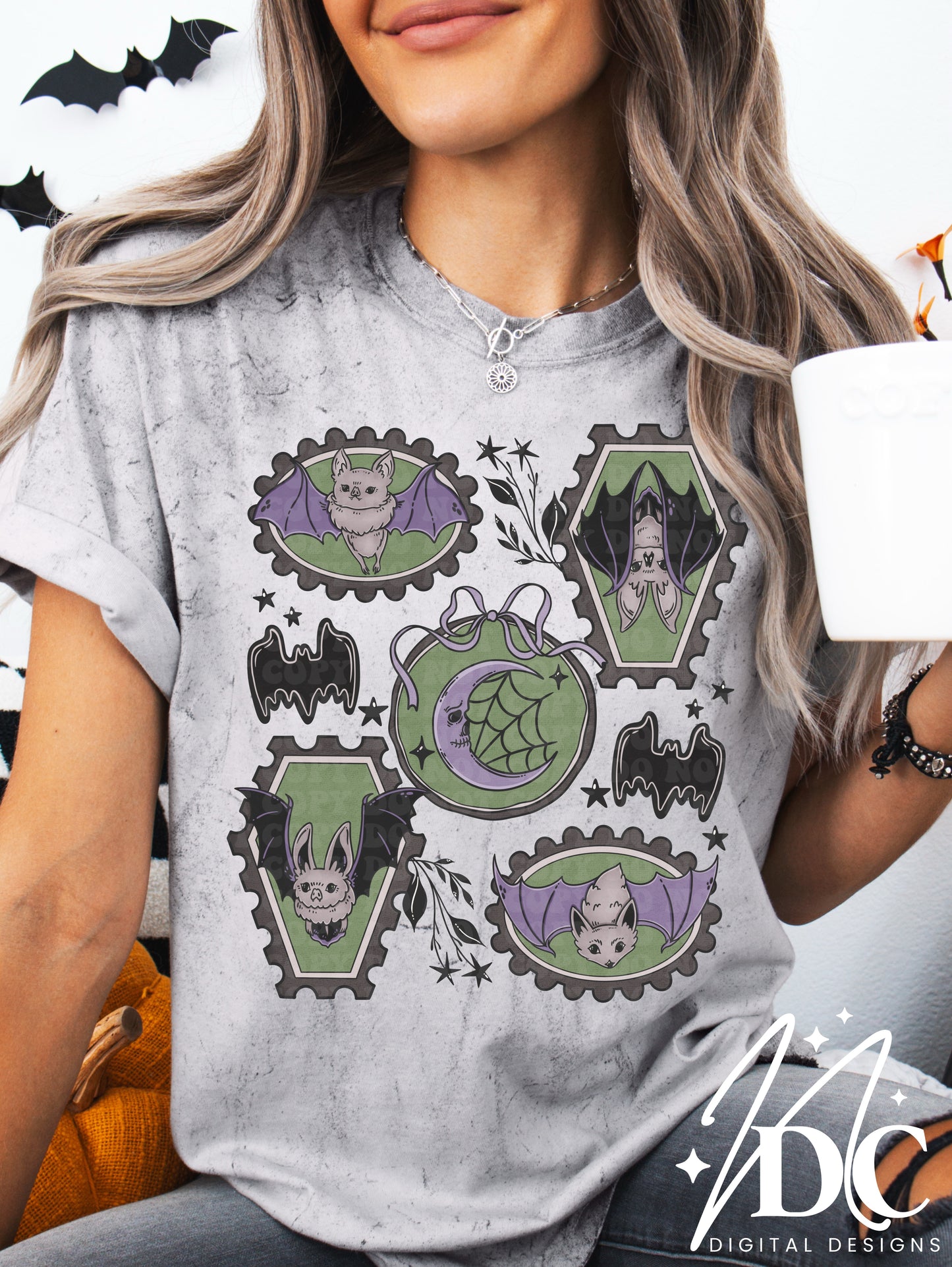 Vintage Bat Stamp Collage Digital PNG