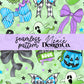 Blue Spooky Halloween Bows Seamless Digital PNG