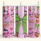 Pink Spooky Halloween Bows Tumbler Digital PNG