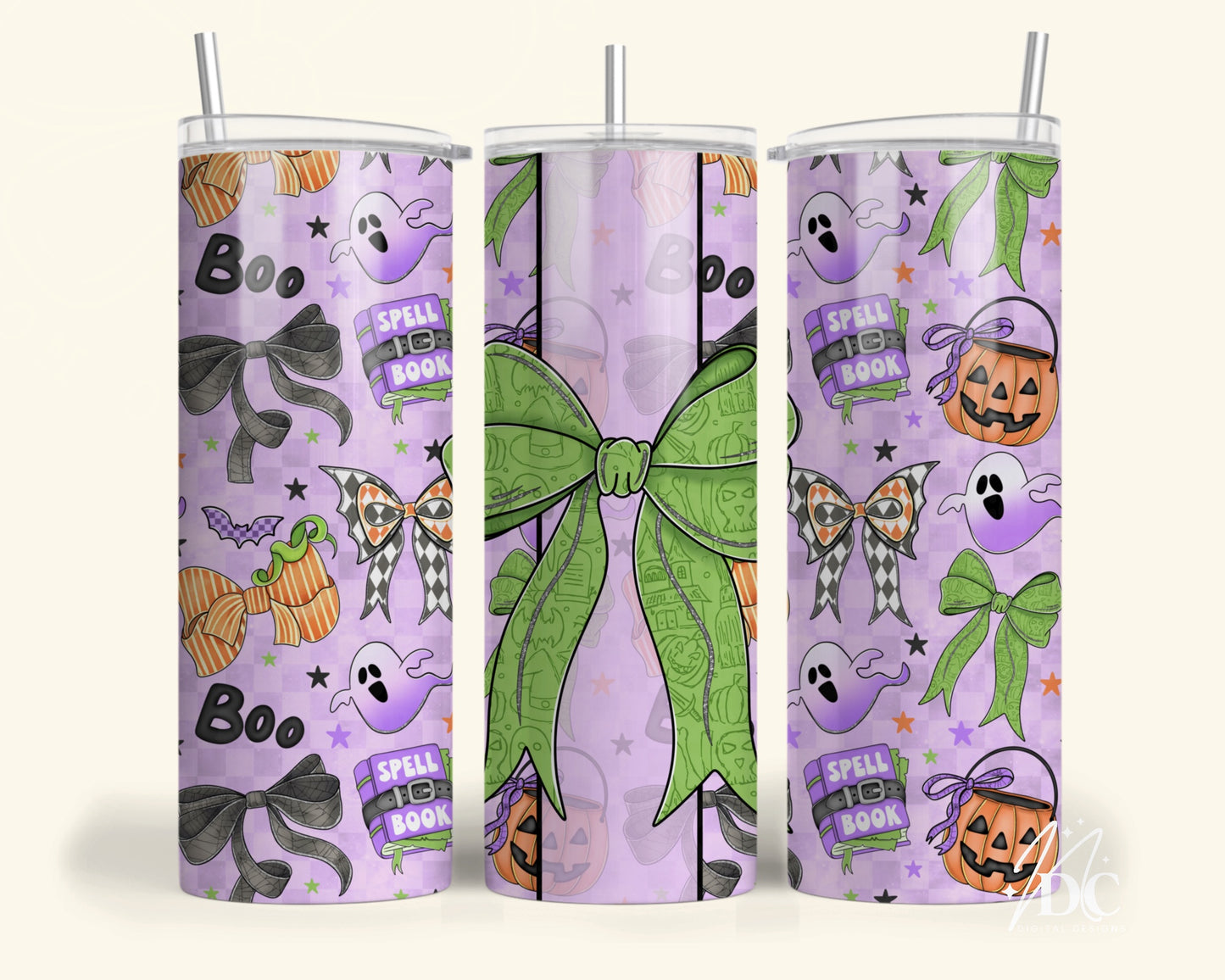 Spooky Halloween Bows Tumbler Digital PNG