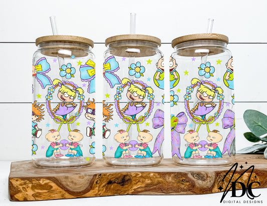 Rugrats Bow Collage Glass Can Wrap Digital PNG