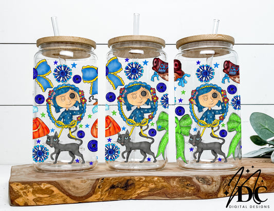 Coraline Bow Collage Glass Can Wrap Digital PNG