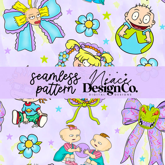 Rugrats Bow Collage Seamless Digital PNG