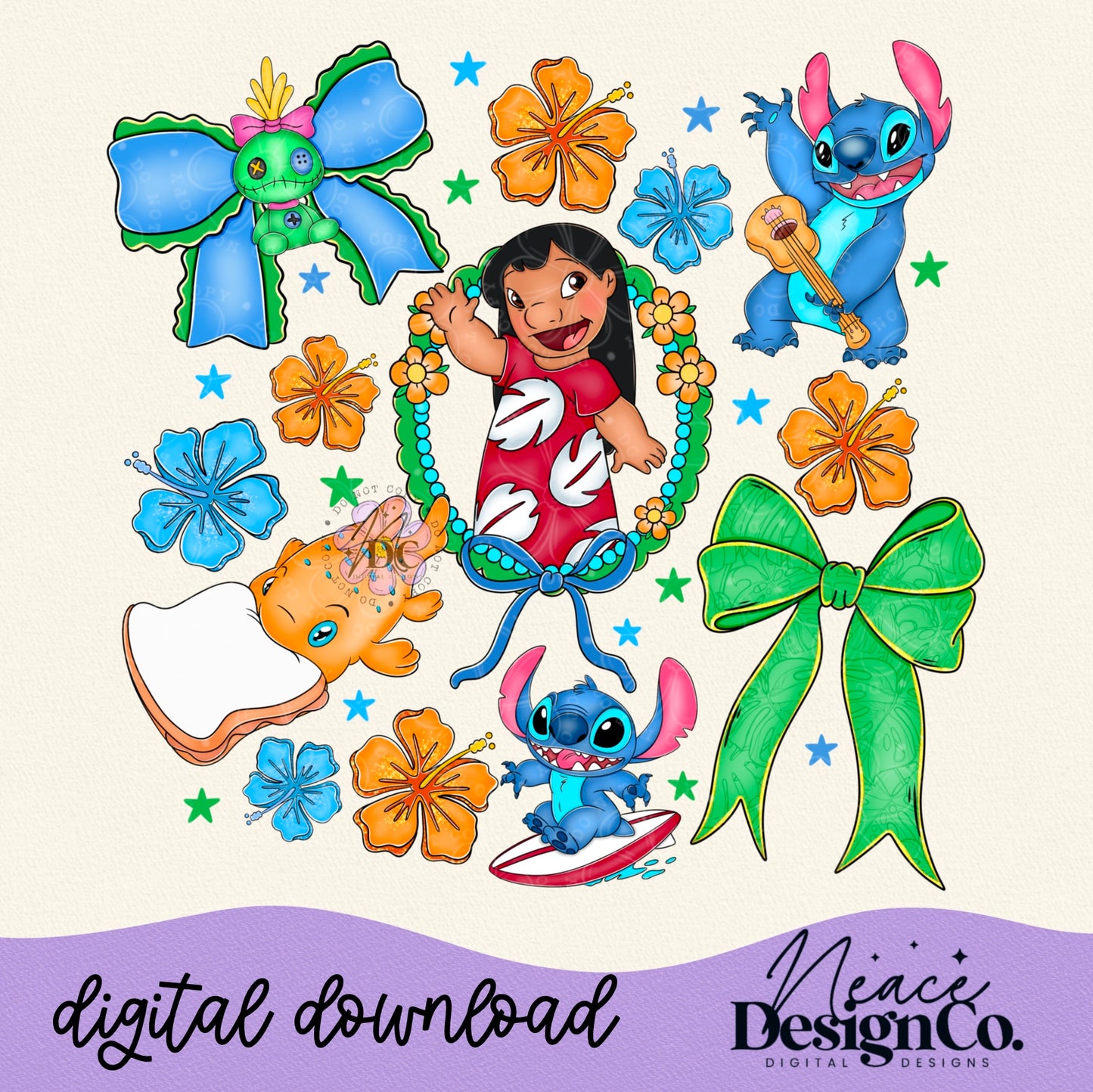 Lilo Bow Collage Digital PNG