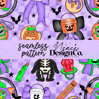 90's Halloween Bow Seamless (2 Colors) Digital PNG
