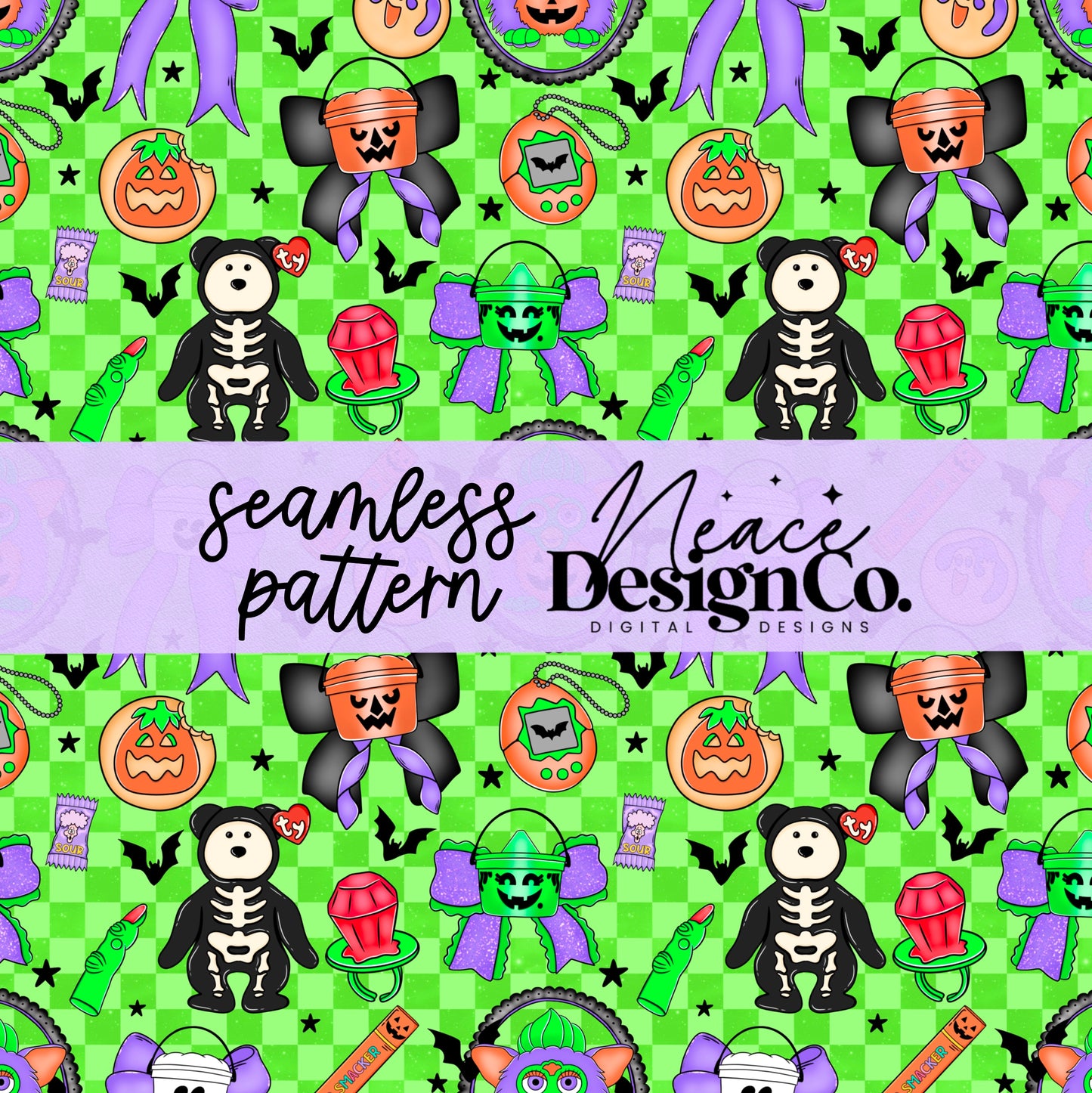90's Halloween Bow Seamless (2 Colors) Digital PNG