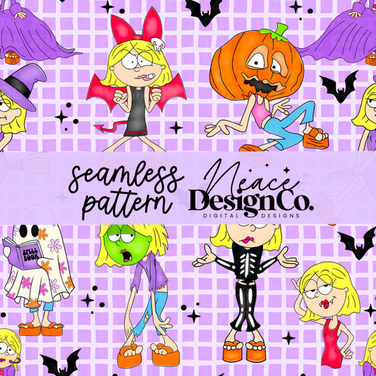 Spooky Lizzie Seamless Digital PNG