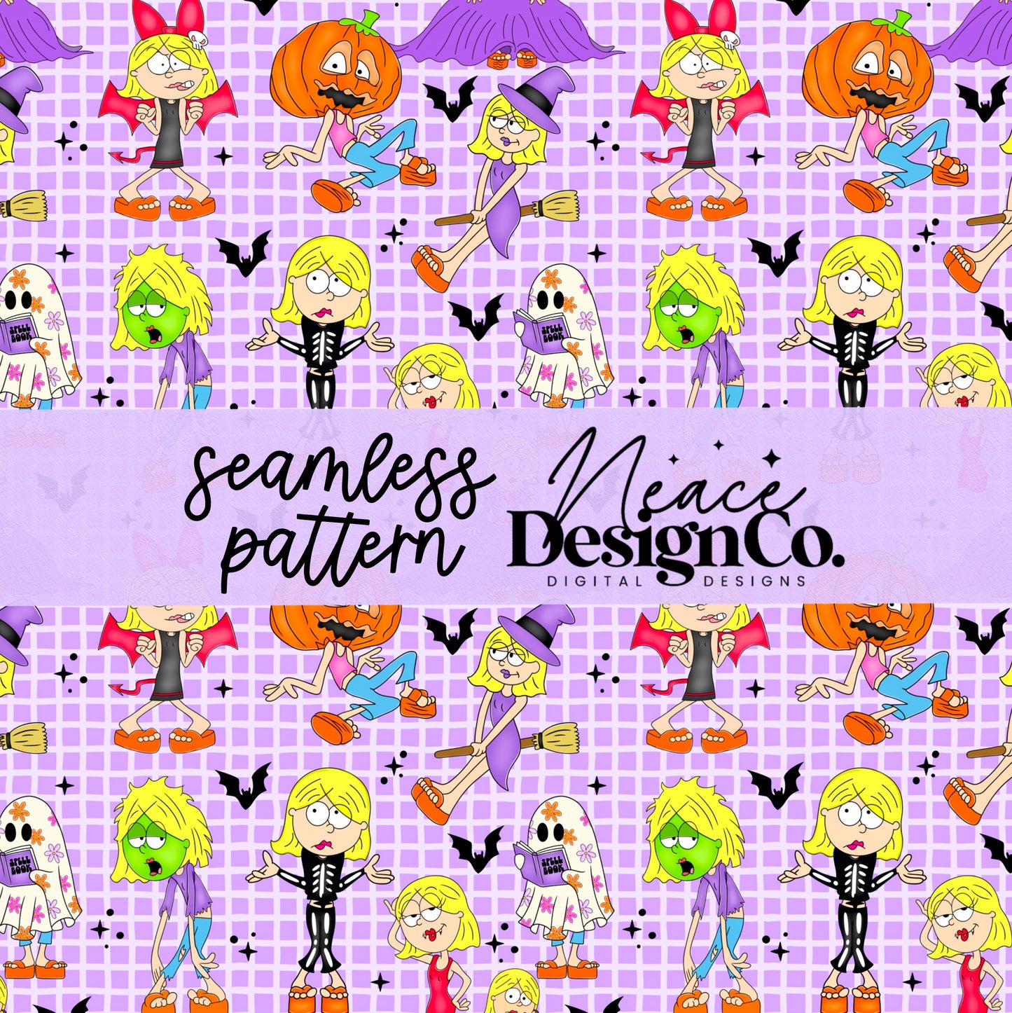 Spooky Lizzie Seamless Digital PNG