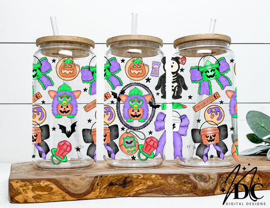 90's Halloween Bows Glass Can Wrap Digital PNG